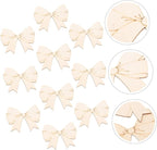 10Pcs Unfinished Wood Bowknot Craft Supplies Natural DIY Shapes - Image 9