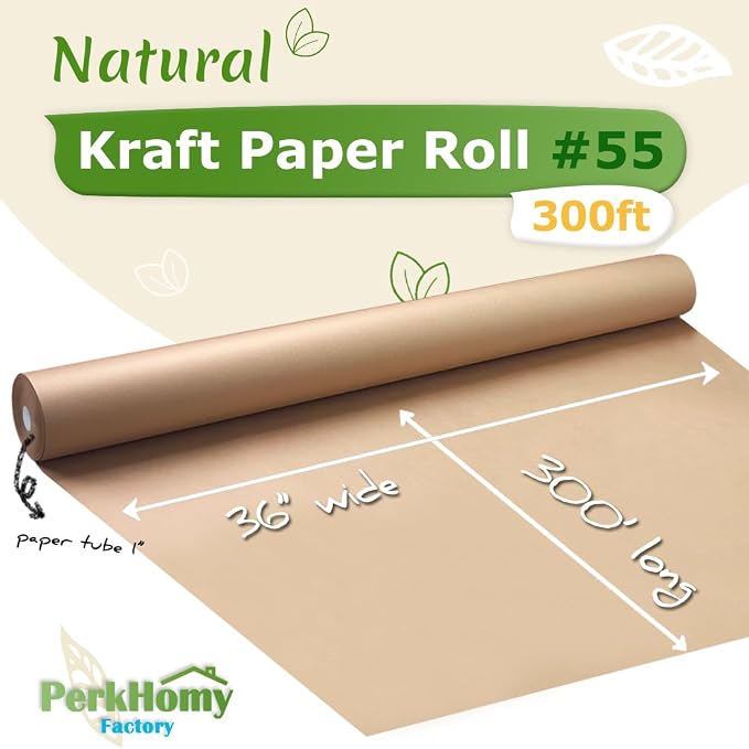 PerkHomy Brown Kraft Paper Roll 36" x 3 - Image 2