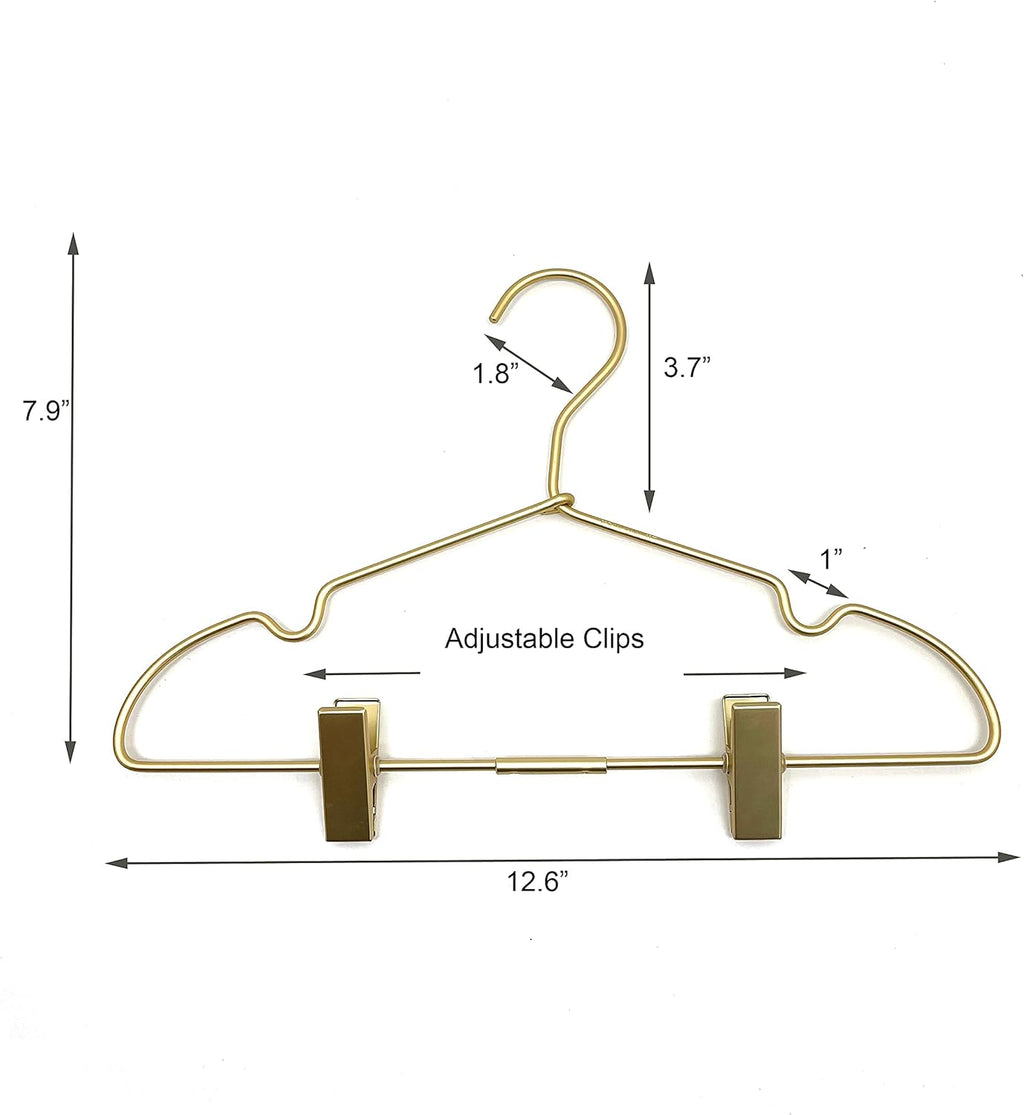 12.5" Gold Metal Baby Clothes Clips Hanger Children Kids Coat Hanger Display and Storage 10Pack