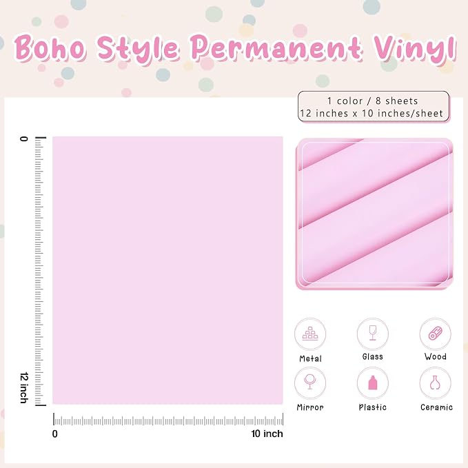Tintnut Boho Permanent Vinyl 8 Sheets 12''x10'' Pink Purple Adhesive Vinyl | - Image 2