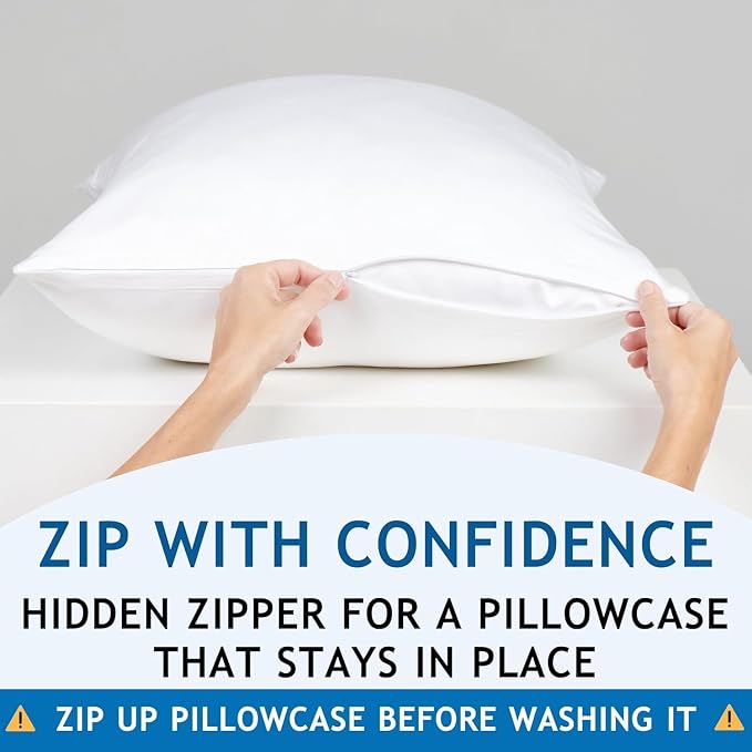 Pillow Cases - 100% Viscose Derived from Bamboo - Cooling Pillowcase - Standard - Image 3