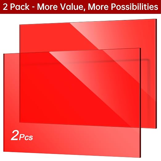 Red Acrylic Sheet 12" x 16", 2 Pack 1/8" Thick Translucent Cast Plexiglass - Image 2