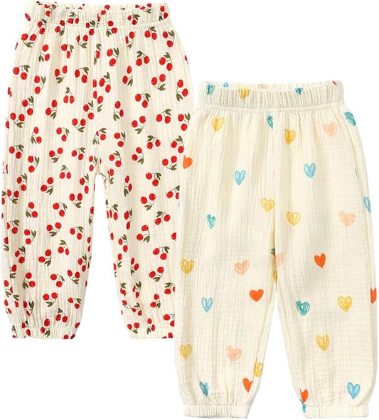 MYGBCPJS Baby Boys Girls Cotton Linen Trousers Kids Casual Ankle Pants Loose Long Bloomers