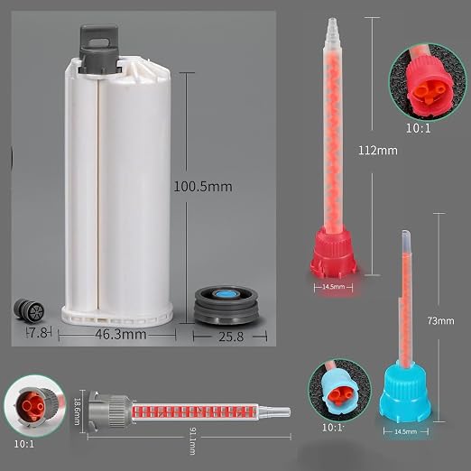 2 epoxy Resin Gun Barrels, 8 nozzles of 3 Different Specifications, - Image 2