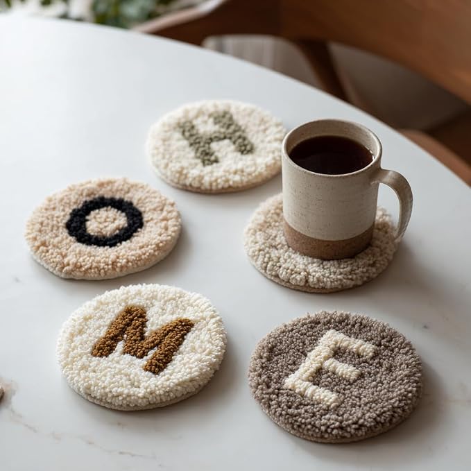 6PCS Punch Needle Coaster Kit Merry Christmas Theme Easy - Image 6