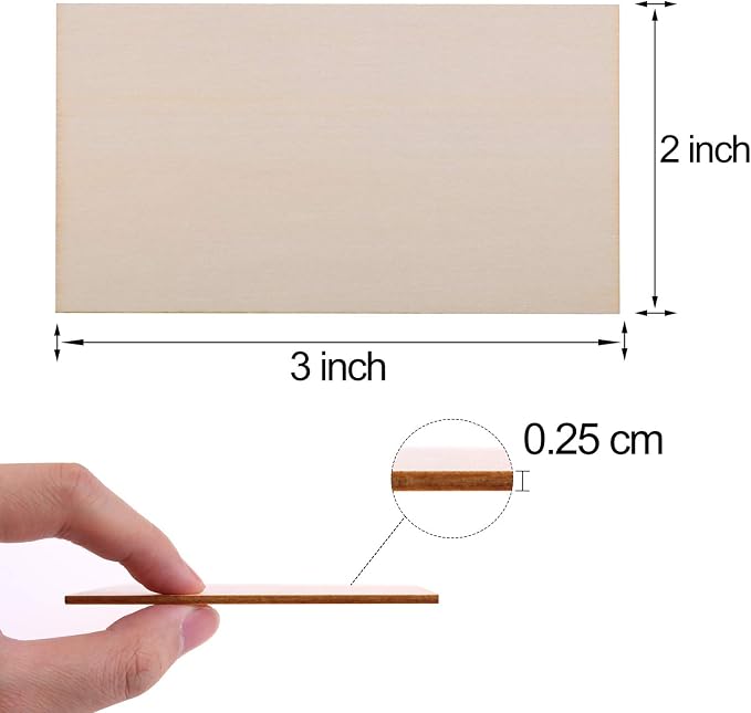 Ruisita 100 Pieces 2 x 3 Inches Unfinished Wood Pieces Rectangle Blank Sharp - Image 2