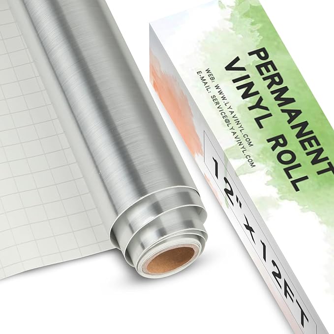 Lya Vinyl Metallic Brushed Silver Permanent Vinyl Roll, by LyaVinyl