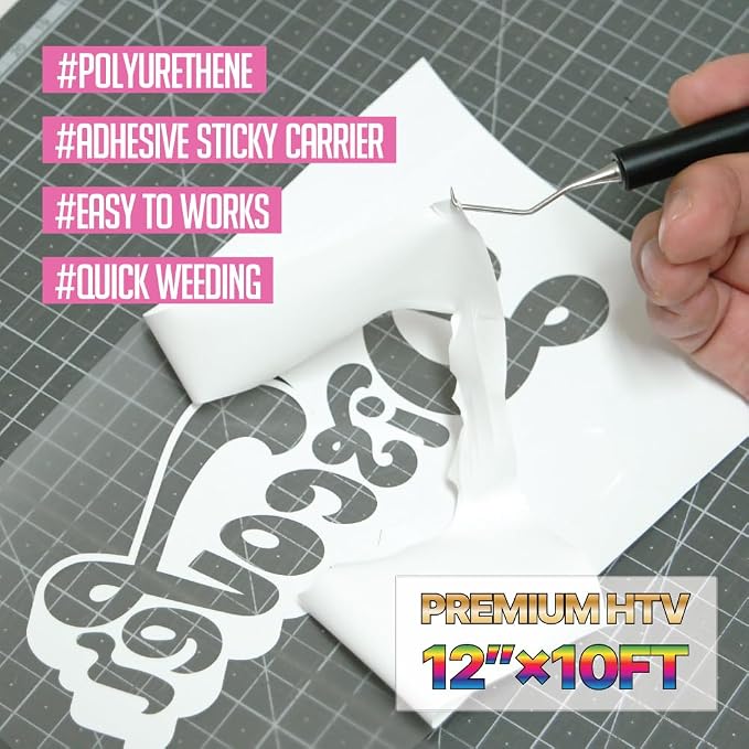 PU Heat Transfer Vinyl 12"×10ft Roll White – HTV - Image 2