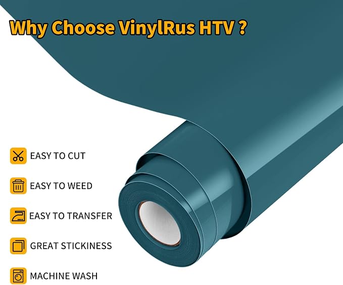 VinylRus Heat Transfer Vinyl-12” x 20ft Dark Green Iron on Vinyl Roll - Image 2