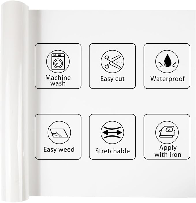 HTVVETUR Reflective White HTV Roll 12 Inch by 5 Ft Heat Transfer Vinyl Iron on - Image 3