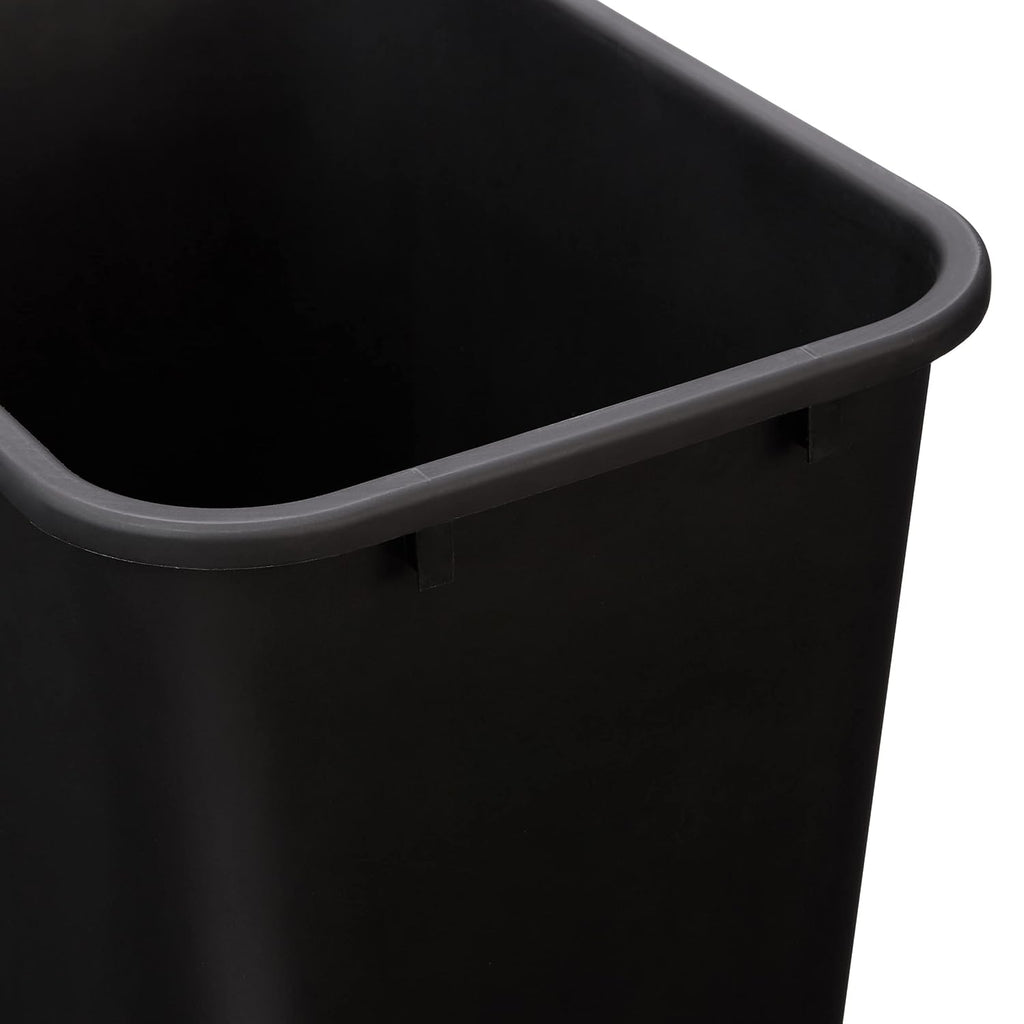 Amazon Basics Trash Can, Rectangular Commercial Office Wastebasket, 10 Gallon (Pack Of 2), Black (Previously AmazonCommercial brand)