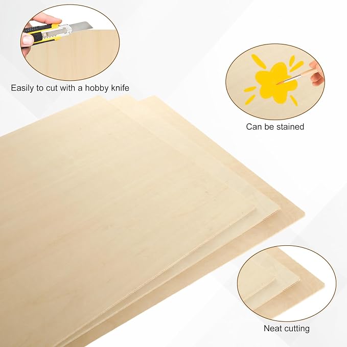 24Pcs 16 x 12 x 1/8 Inch Basswood Sheets, Unfinished Wood Boards, 3mm Basswood - Image 3