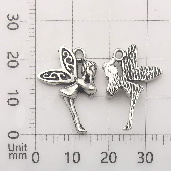 iloveDIYbeads 100g Craft Supplies Antique Silver Wings Angel Fairy Charms - Image 5