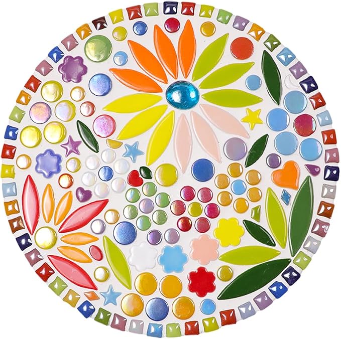 170g Ceramic Mosaic Tiles Pieces, Heart Star Oval Round Flower Shape Mosaics - Image 3