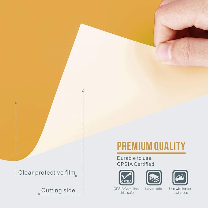 Sooez 12" x 12ft Heat Transfer Vinyl Rolls, Strong Stretchy PU HTV Gold - Image 2
