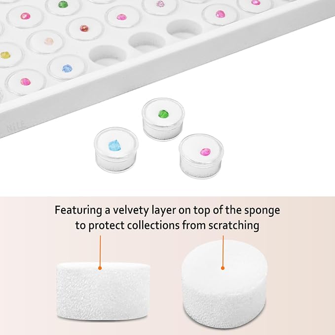 Ikee Design 50 White Foam Gem and Bead Storage Jars Showcase Stackable Display - Image 3
