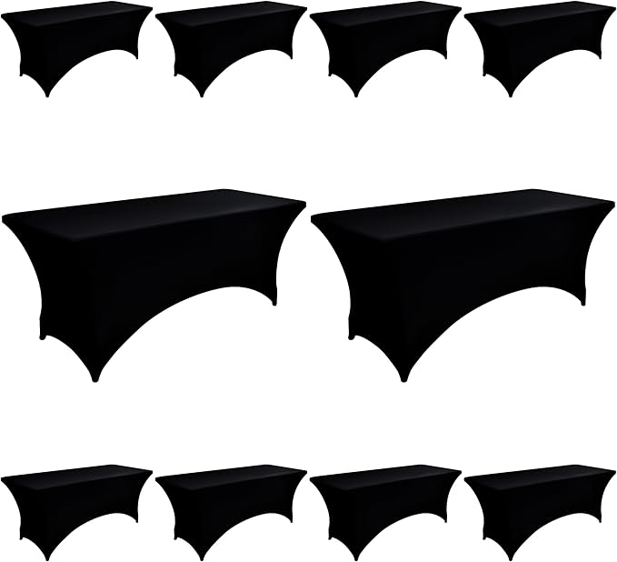 10-Pack 8ft Black Spandex Table Covers by Unknown