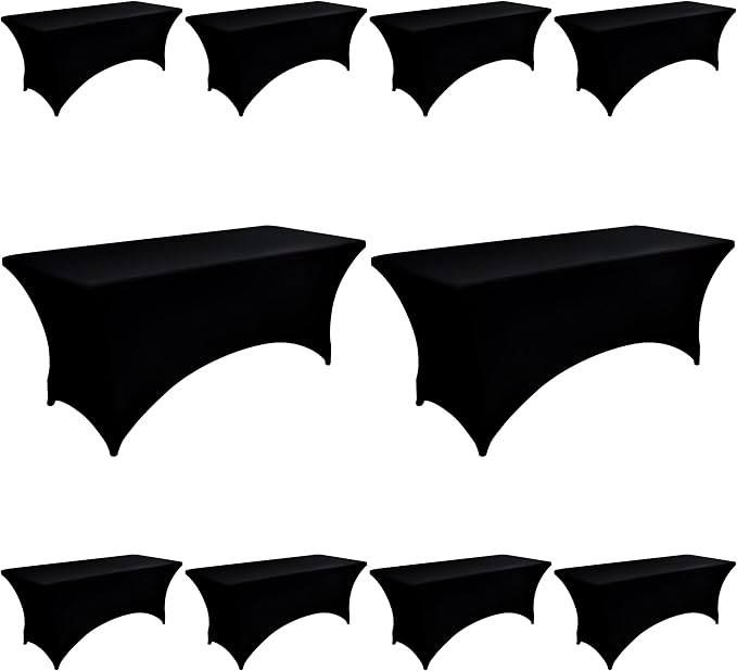 10-Pack 4ft Black Spandex Table Covers by Unknown