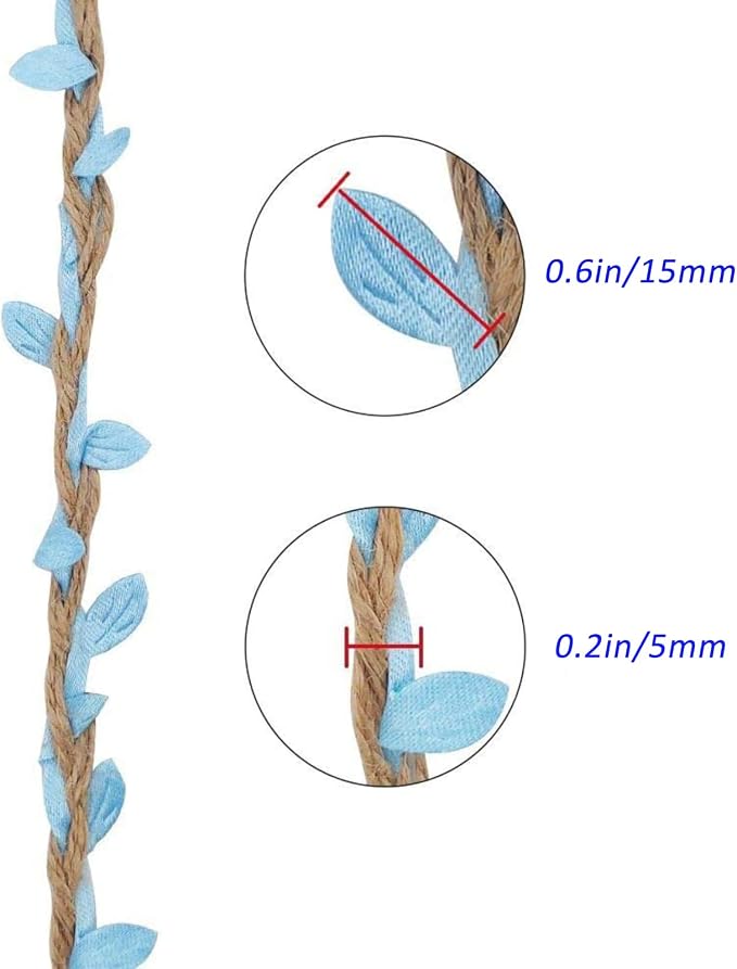 33 feet Natural Twine Blue Leaf Jute 3ply 2MM Rope Hemp Burlap Ribbon String - Image 3