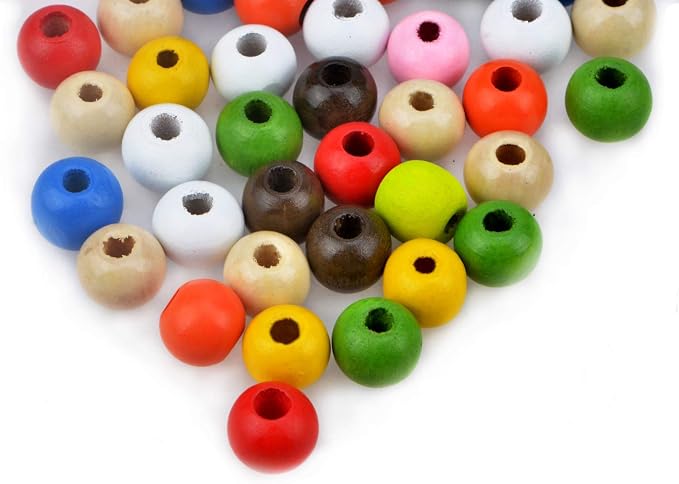 AD Beads Wood Spacer Loose Wooden Craft Beads Big Hole Beads Assorted - Image 2