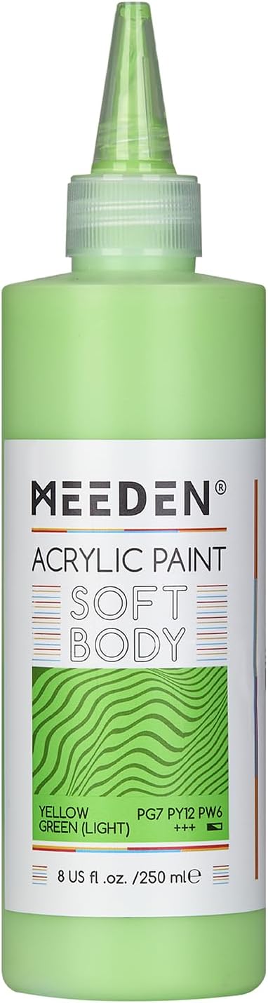MEEDEN Soft Body Acrylic Paint: Yellow Green Light Matte Finish - 250ml/8.45oz by MEEDEN