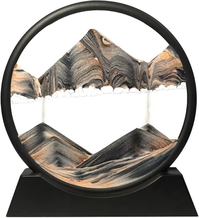 Muyan Moving Sand Art Picture Sandscapes in Motion Round Glass 3D Deep Sea Sand by Muyan
