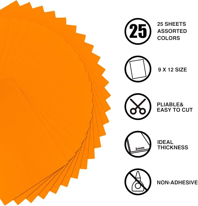 9 x 12 Inch Orange Foam Sheets Crafts, 2mm Thick. 25 Pack Premium Orange Foam - Image 3