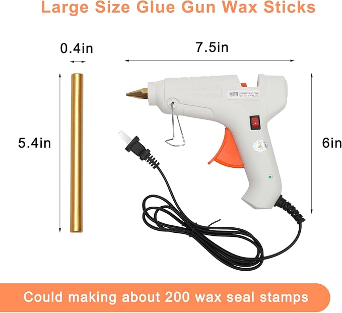 Sealing Wax Sticks 12P with Glue Gun, Luxiv 5.4" Sealing Waxs Stick 10MM Fire - Image 2