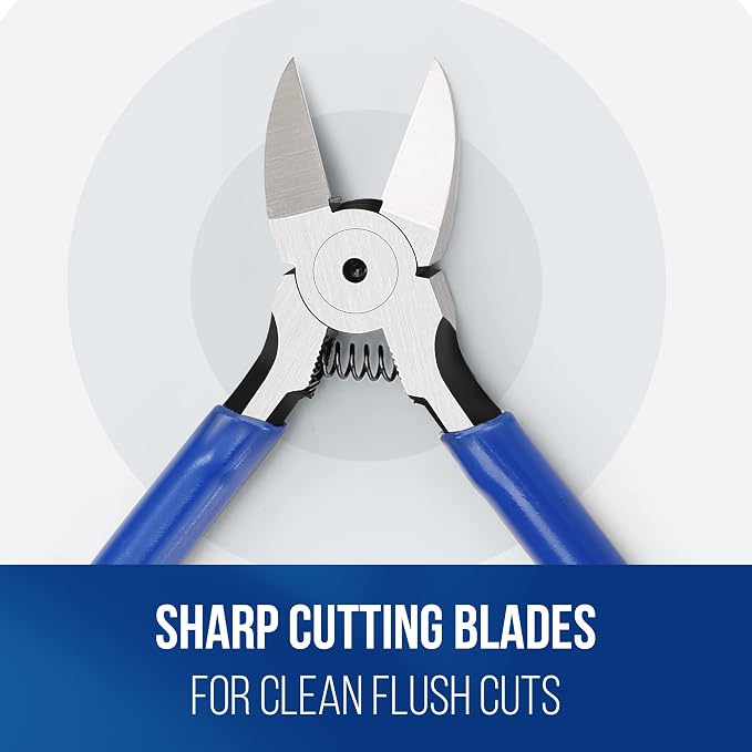 WORKPRO 2 Pack Wire Cutters, 6 Inch Precision Flush Cutters, Spring Loaded Side - Image 3
