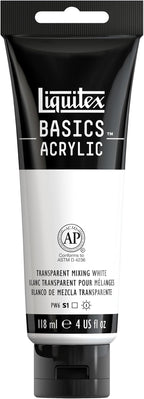 Liquitex BASICS Acrylic Paint, 118ml Tube, Transparent Mixing White by Liquitex