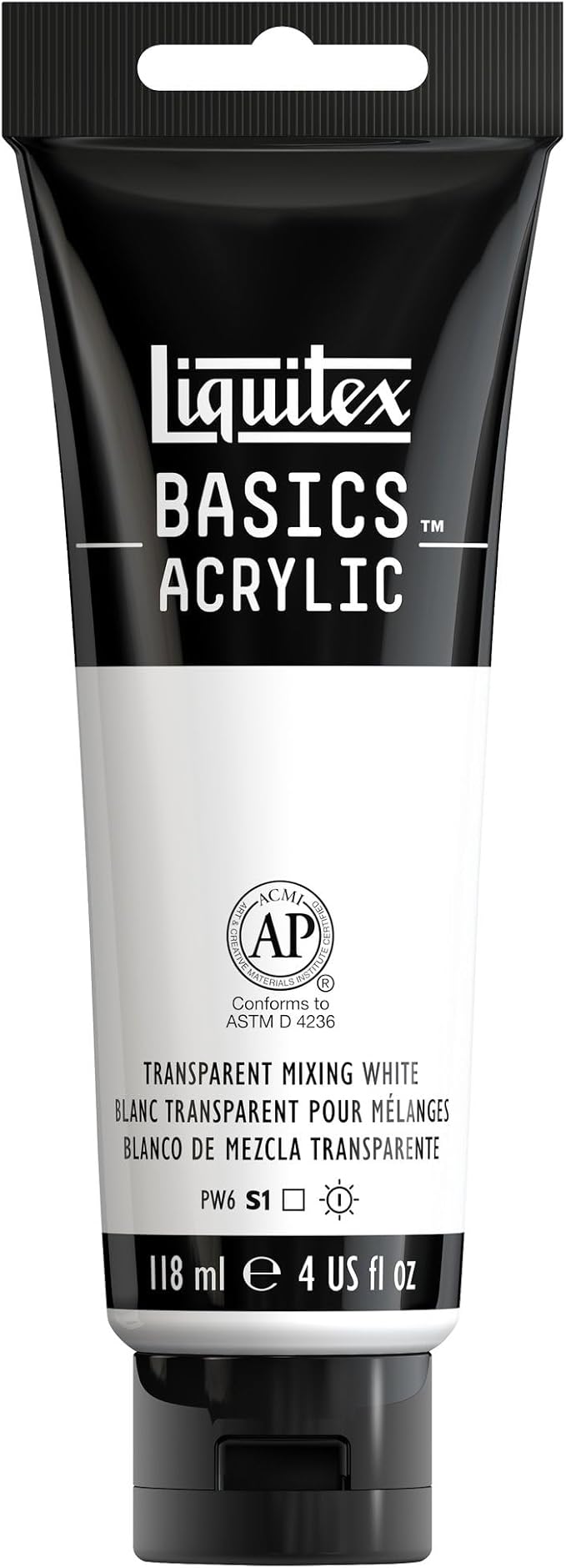 Liquitex BASICS Acrylic Paint, 118ml Tube, Transparent Mixing White by Liquitex
