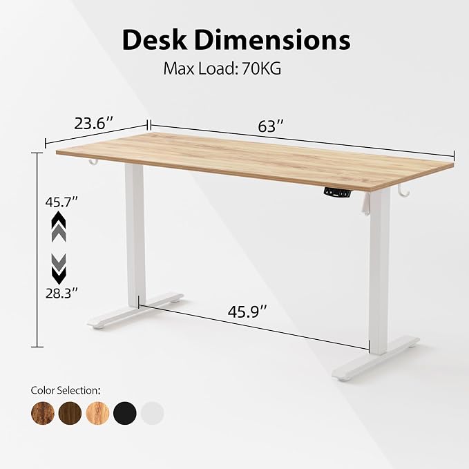 Agilestic Electric Standing Desk, 63 x 24 Inches Height Adjustable Desk - Image 3