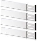 4 Pack Bamboo Drawer Dividers, Adjustable Length from 12 Inch to 17 Inch, Expandable Kitchen Drawer Organizer, Drawer Organization Separators for Clothes, Kitchen, Bedroom, Dresser, Office (White)