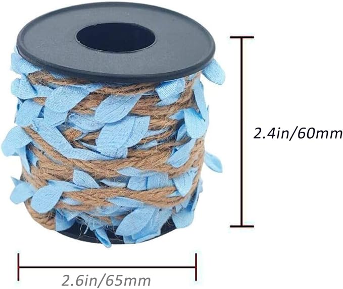33 feet Natural Twine Blue Leaf Jute 3ply 2MM Rope Hemp Burlap Ribbon String - Image 2