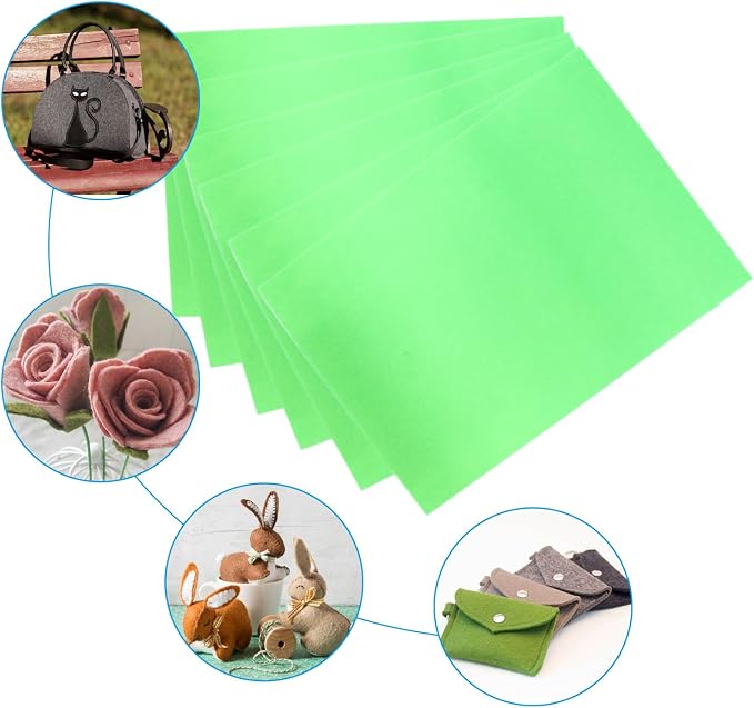 6 Pcs, 8 x 12 Inch Light Green Felt Sheets, 2mm Thick | Felt Fabric - Image 4