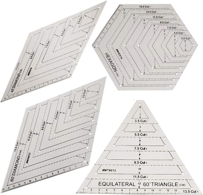 Quilting Ruler Set, 45 Degrees | 60 Degrees Ruler | Sewing Crafts Accessories - Image 6