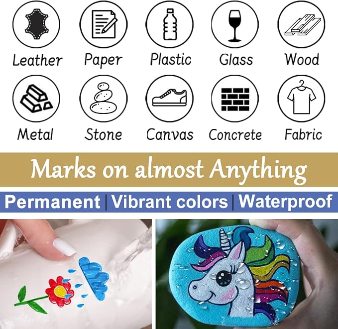 Overseas Oil Based Paint Pens, 5 Colors Metallic Permanent Paint Markers | - Image 5