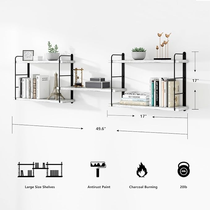 MXCSE Wall Shelves, Wall Mounted Bookshelves, DIY Floating Shelves - Image 3