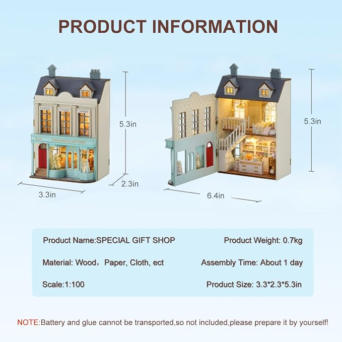DIY Miniature House Kit, CUTEROOM Wooden Dollhouse Kit Mini House Making Kit - Image 5