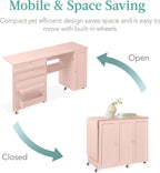 Best Choice Products Large Folding Sewing Table, Caster Wheels, Storage Shelves - Image 5