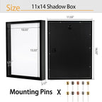 Black 11x14 Shadow Box Display Frame, Premium Linen Backboard and Included - Image 3