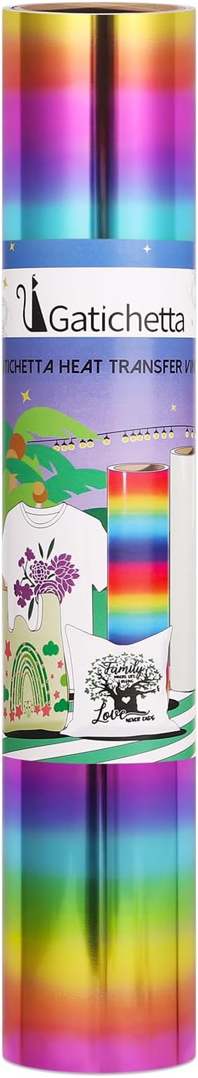 Gatichetta Metallic Foil HTV Roll Holographic Rainbow Heat Transfer Vinyl - Image 2