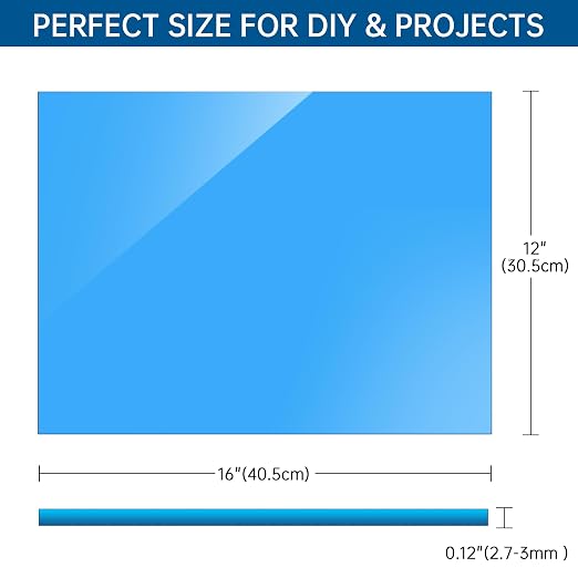 Blue Acrylic Sheet 12" x 16" x 1/8", ALCCIFI Cast Plexiglass Sheets - Image 3