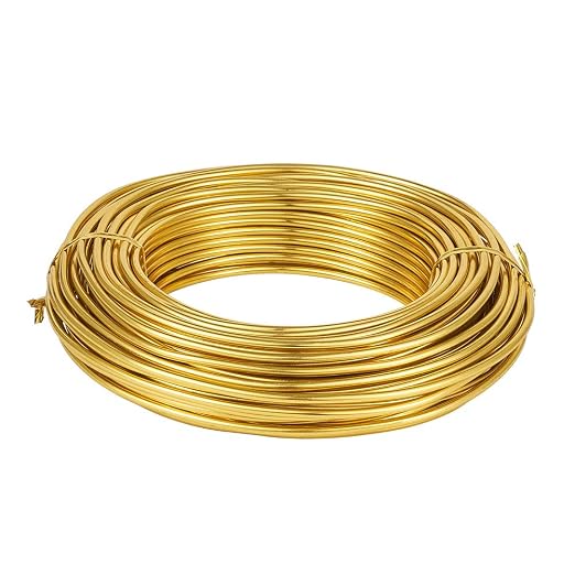 Fashewelry 82 Feet 9 Gauge Round Aluminum Wire 3mm Golden Bendable Metal Craft by FASHEWELRY