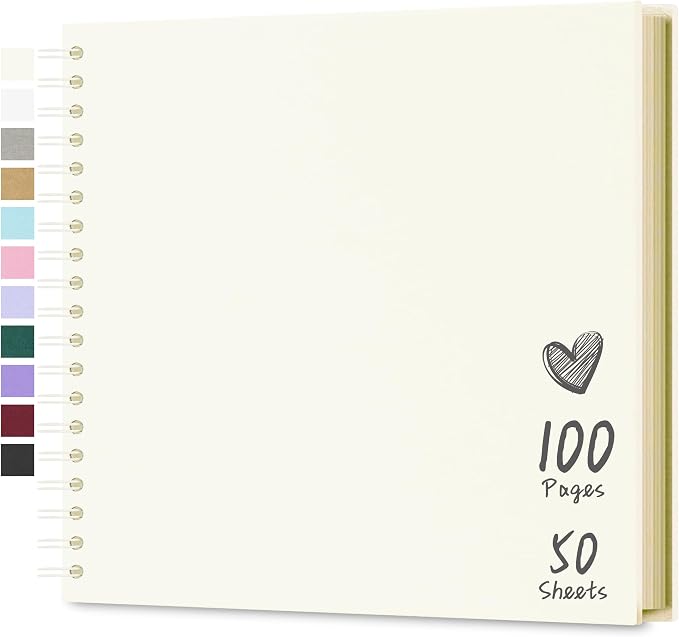 Scrapbook 10x10 Inch DIY Scrapbook Album Hardcover Kraft Paper 100 pages/50 by Hiwhy