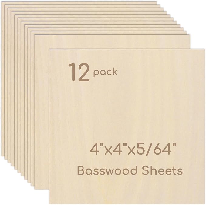 12 Pack Plywood Sheets, Unfinished Wood Boards Blanks by Hosifiy