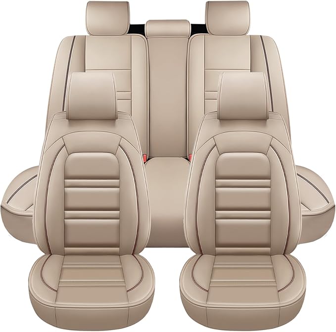 Seat Covers for Cadillac xt5 2017-2025 | 5-Seats Leather Seat Covers, Easy to Install Automotive Seat Covers Full Set (Full Set, Beige)