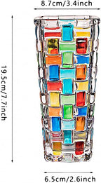 Magcolor Hand Painted Colorful Woven Glass Vase -Crystal Flower Vase- 7.7 inch - Image 2