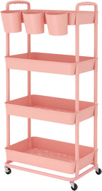 JIUYOTREE 4-Tier Plastic Rolling Storage Cart Utility Cart - Image 8