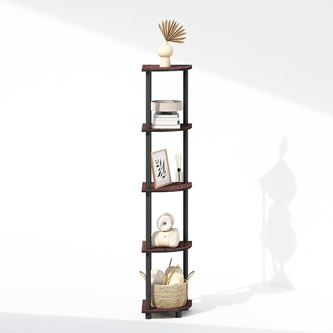 Furinno Turn-N-Tube Storage Shelves, 5-Tier Book Shelf, Corner Shelf, Toolless - Image 7